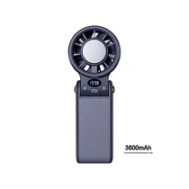 Mini ventilateur pliable GF06 de couleur gris anthracite, affichant 199% sur l'écran numérique. Batterie 3600mAh. Mode clip ou main visible