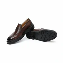 Mocassins en cuir semelle épaisse - Couleur : Marron Glacé - Pointures 40 à 46