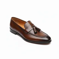 Mocassins homme à Pampilles en Cuir Patiné - Couleur : Marron