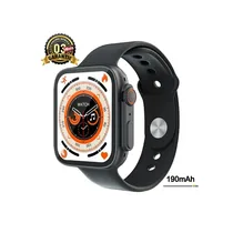 Montre connectée GS10 Mini de couleur noire, affichant un cadran sportif. Batterie de 190mAh. Bracelet en silicone noir. Garantie 3 mois