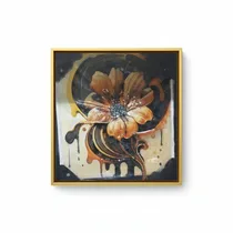 Tableau Abstrait Floral Cuivré