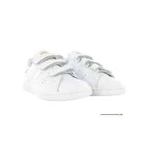 Paire de tennis Adidas Stan Smith blanches à trois bandes auto-agrippantes (scratch), look classique et minimaliste