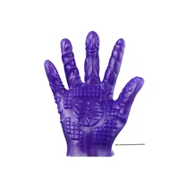 Gant de masturbation violet texturé pour plaisir solo