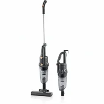 Unité centrale, tube d'extension chromé et embouts de l'aspirateur 2-en-1 RAF.