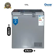 Vue de face du congélateur coffre Oscar OSC-280DF gris 131 litres.