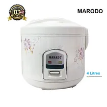 Cuiseur à riz électrique Marado allumé sur un plan de travail de cuisine moderne.