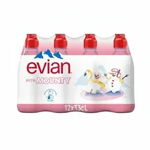 Pack de 12 bouteilles Evian Kids 33cl y avec personnages de neige.