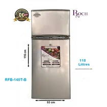 Réfrigérateur combiné Roch RFB-140T-B gris argenté 118 litres double porte.