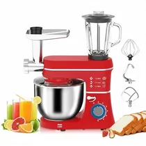 Kit d'accessoires inclus : crochet pétrisseur, batteur plat, fouet et hachoir à viande.