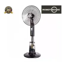 Ventilateur brumisateur noir ROBOT MAGIC sur pied avec réservoir d'eau visible.