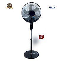 Ventilateur sur pied Oscar 16 pouces noir modèle OSC-1601B de vue face