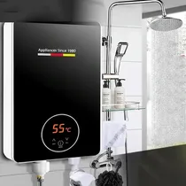 Chauffe-eau électrique HADEN installé dans une douche moderne avec accessoires chromés.