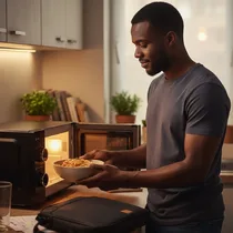 Micro-ondes OSCAR installé sur un plan de travail de cuisine.