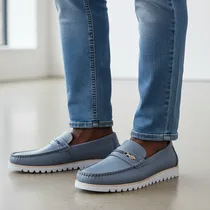 Mocassin Homme Bleu Semelle Crantée