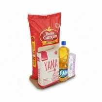 2. Composition du kit Ramadan comprenant farine, sucre et bouteille d'huile