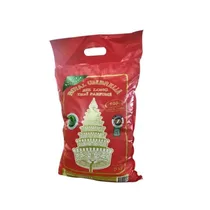 Sac de riz Royal Umbrella Jasmine 5kg rouge avec logo doré sur fond blanc.