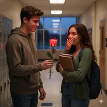 Rose rouge artificielle lumineuse de 32,5 cm avec LED allumée.