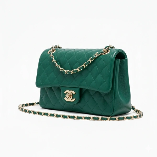 Détail fermoir doré double C sac Chanel luxe vue profil.