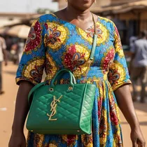 Sac fourre-tout YSL en cuir matelassé vert émeraude avec logo doré.