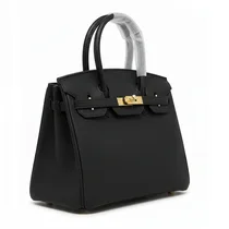 sac à main noir cuir grainé vue de profil