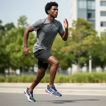 Gros plan sur le laçage et la languette respirante de la basket.