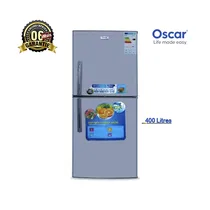 Réfrigérateur double battant OSCAR 400 litres silver vue de face