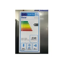 Vue de la fiche présentant la consommation d'énergie et le litrage du réfrigérateur Oscar OSC-442-SS de 442 Litres