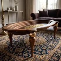 Guéridon G-10 table basse bois et verre salon moderne