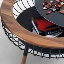 guéridon avec plateau en verre transparent