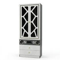 Meuble bar lumineux avec étagères et système sonore intégré