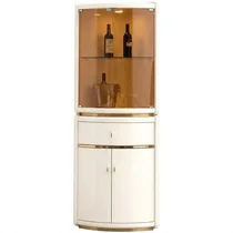 Meuble d’angle design blanc et doré avec étagères en verre