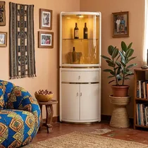 Bar à vin d’angle moderne avec vitrine éclairée LED