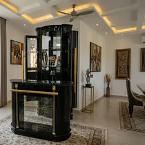 Bar à vin d’angle moderne BA-010N avec LED allumé