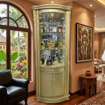 Bar à vin meuble d’angle design avec étagères vitrées