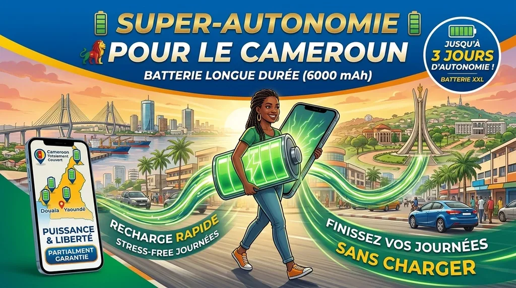 Smartphone avec batterie longue durée pour le Cameroun