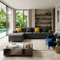 Canapé d’angle noir style nordique intérieur luxe