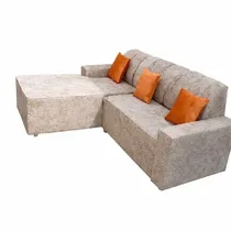 Canapé 5 places beige avec accoudoirs larges