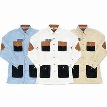 Détail poches contrastées chemise Faconnable homme