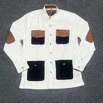 Chemise Faconnable safari blanche avec poches contrastées