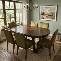 TSalle à Manger Ovale 6 Chaises Bois Massif