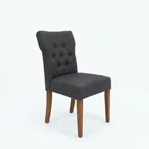 Chaises salle à manger tissu gris dossier capitonné bois massif