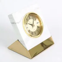 Horloge décorative luxe en marbre blanc pour bureau moderne