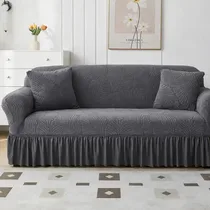housse canapé protection complète tissu extensible gris