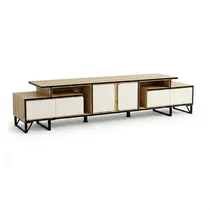 Meuble TV salon moderne grande taille bois et blanc