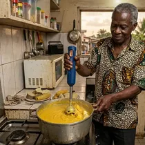 Mixeur plongeant sans fil Decakila 60W en utilisation en cuisine