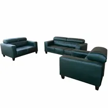 Ensemble salon cuir vert foncé intérieur moderne