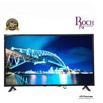 TV Roch 43 pouces vue de face avec écran allumé