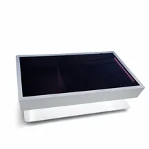 Table basse luxe verre fumé et base blanche design