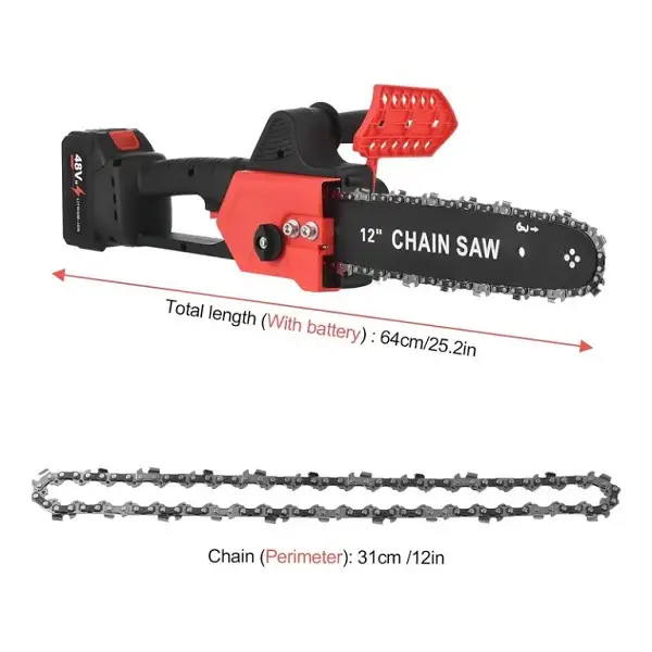 Détail chaîne tronçonneuse 12 pouces coupe bois