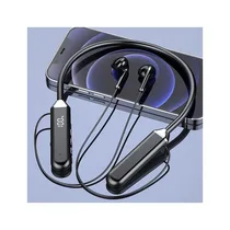 Écouteurs neckband sans fil 01 Mois affichés sur fond moderne